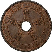 Congo belga, Leopold II, 5 Centimes, 1887, Cobre, MBC+