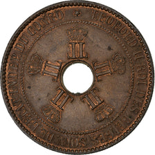 Kongo Belgijskie, Leopold II, 10 Centimes, 1889, Miedź, EF(40-45)