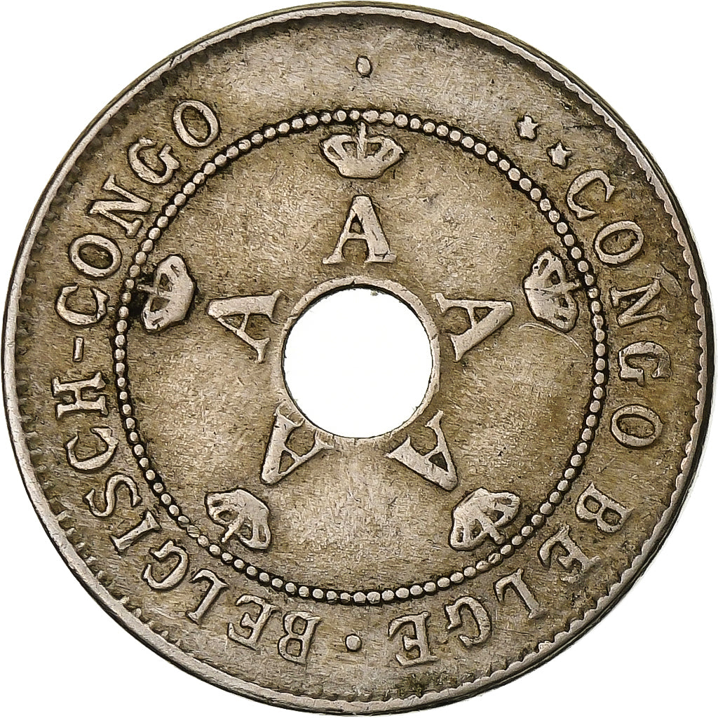 Congo belga, Albert I, 10 Centimes, 1911, Brussels, Plata, BC+