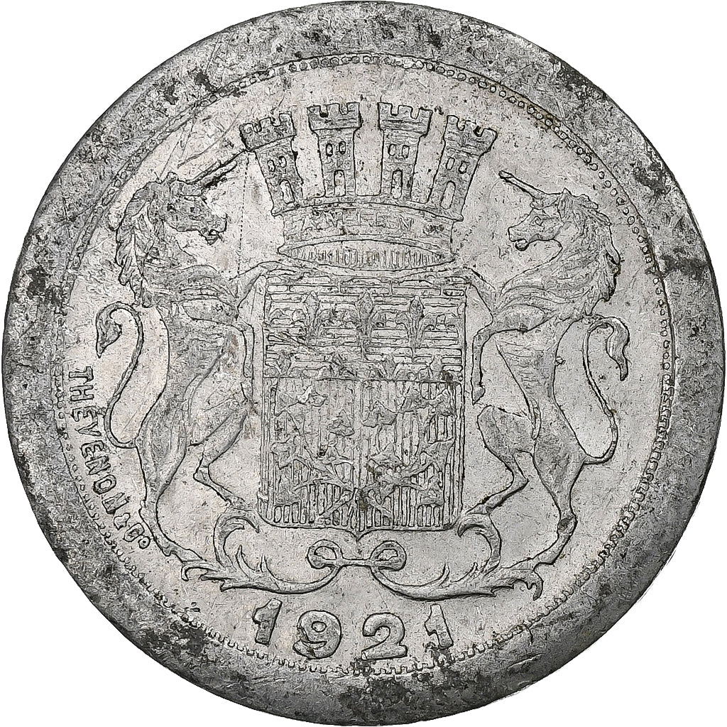 Francja, Chambre de commerce d'Amiens, 10 Centimes, 1921, EF(40-45), Aluminium