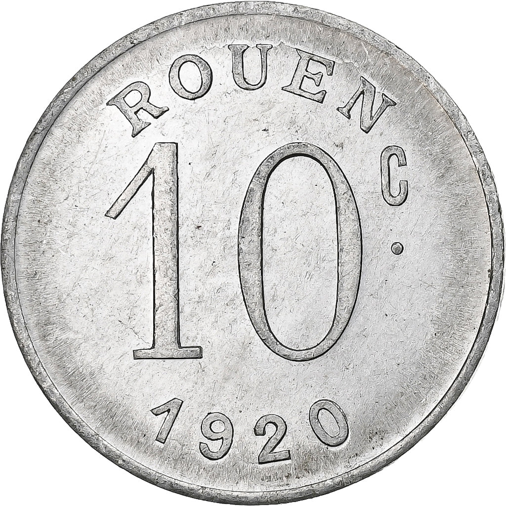 França, Ligue des commerçants rouennais, 10 Centimes, 1920, AU(55-58)
