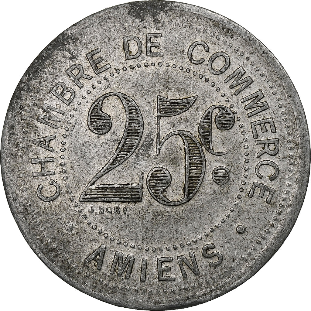 France, Chambre de commerce d'Amiens, 25 Centimes, 1920, EF(40-45), Aluminium