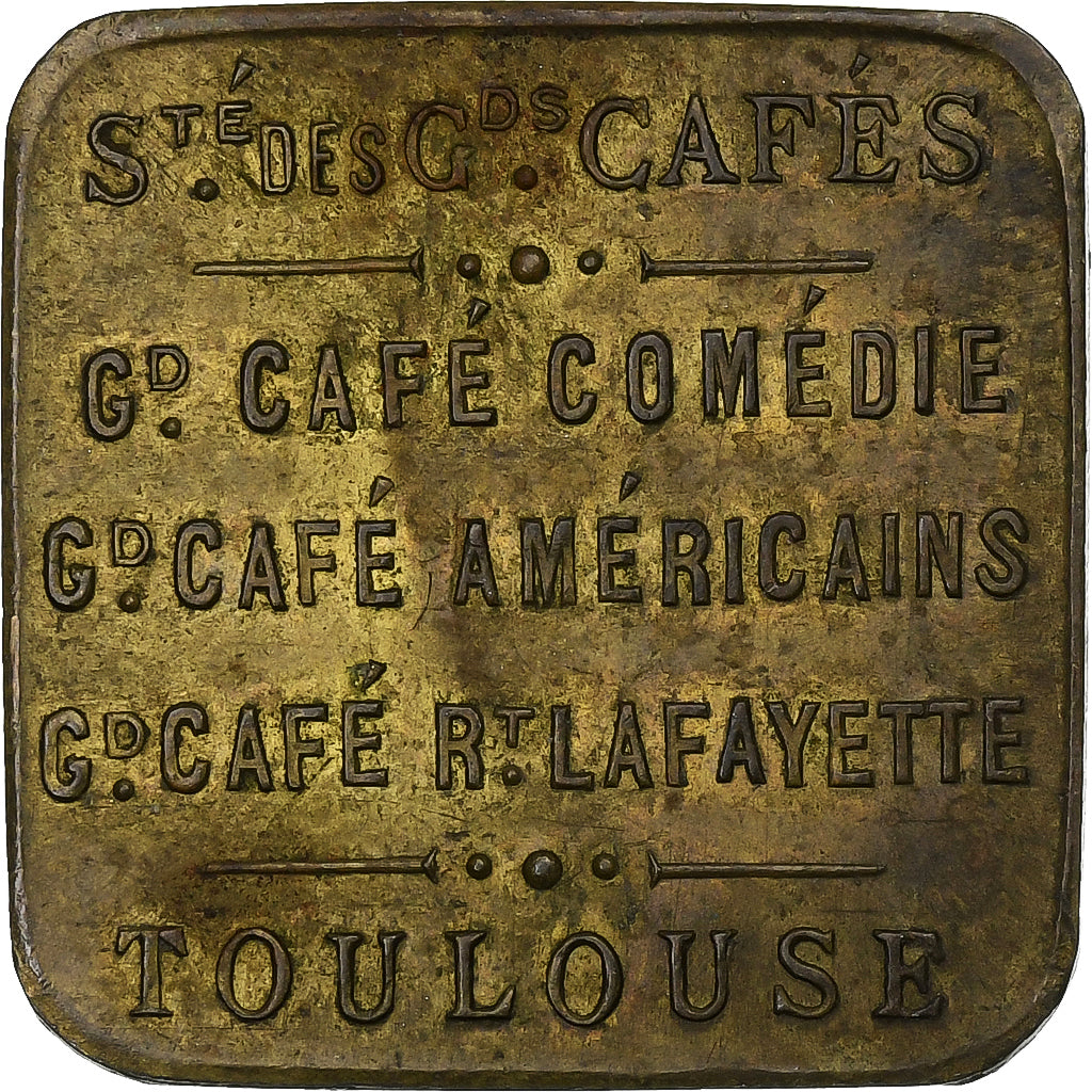 France, 5 Centimes, Société des Grands Cafés, 1914-1916, Brass, EF(40-45)