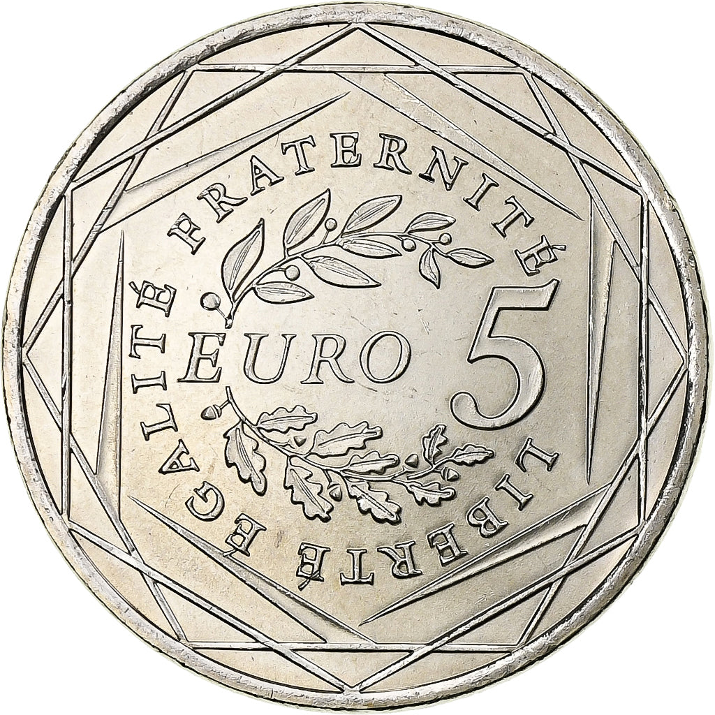 Francja, 5 Euro, Semeuse, 2008, MDP, Srebro, MS(64)