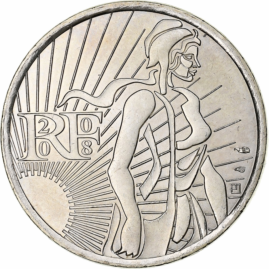 Francja, 5 Euro, Semeuse, 2008, MDP, Srebro, MS(64)
