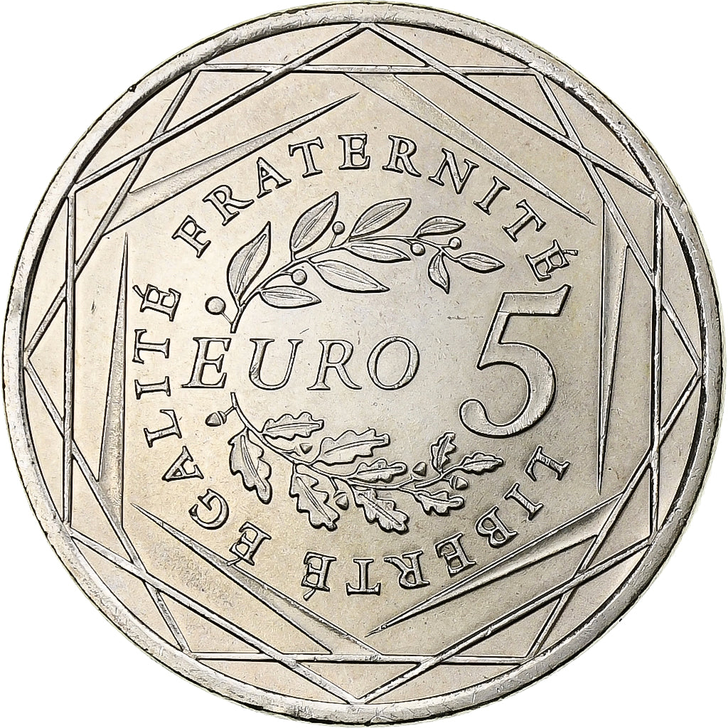 Francja, 5 Euro, Semeuse, 2008, MDP, Srebro, MS(64)