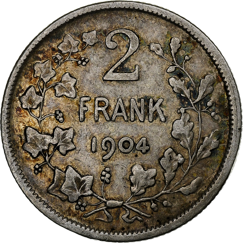 Belgio, Leopold II, 2 Frank, 1904, Brussels, Argento, MB+