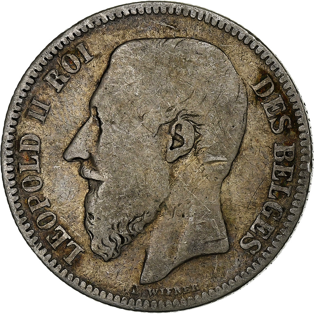 Belgio, Leopold II, 2 Francs, 1866, Brussels, Argento, B+