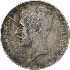 Bélgica, Albert I, 1 Franc, 1912, Brussels, Plata, BC+