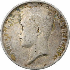 Bélgica, Albert I, 1 Franc, 1913, Brussels, Plata, BC+