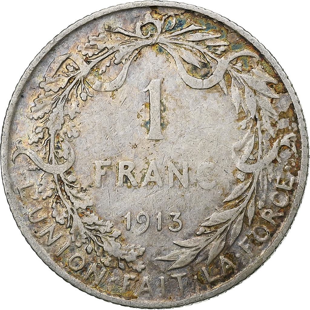 Belgien, Albert I, 1 Franc, 1913, Brussels, Silber, S+