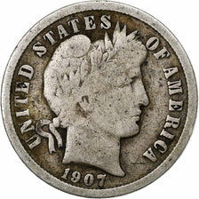 Stati Uniti, Dime, Barber, 1907, New Orleans, Argento, MB