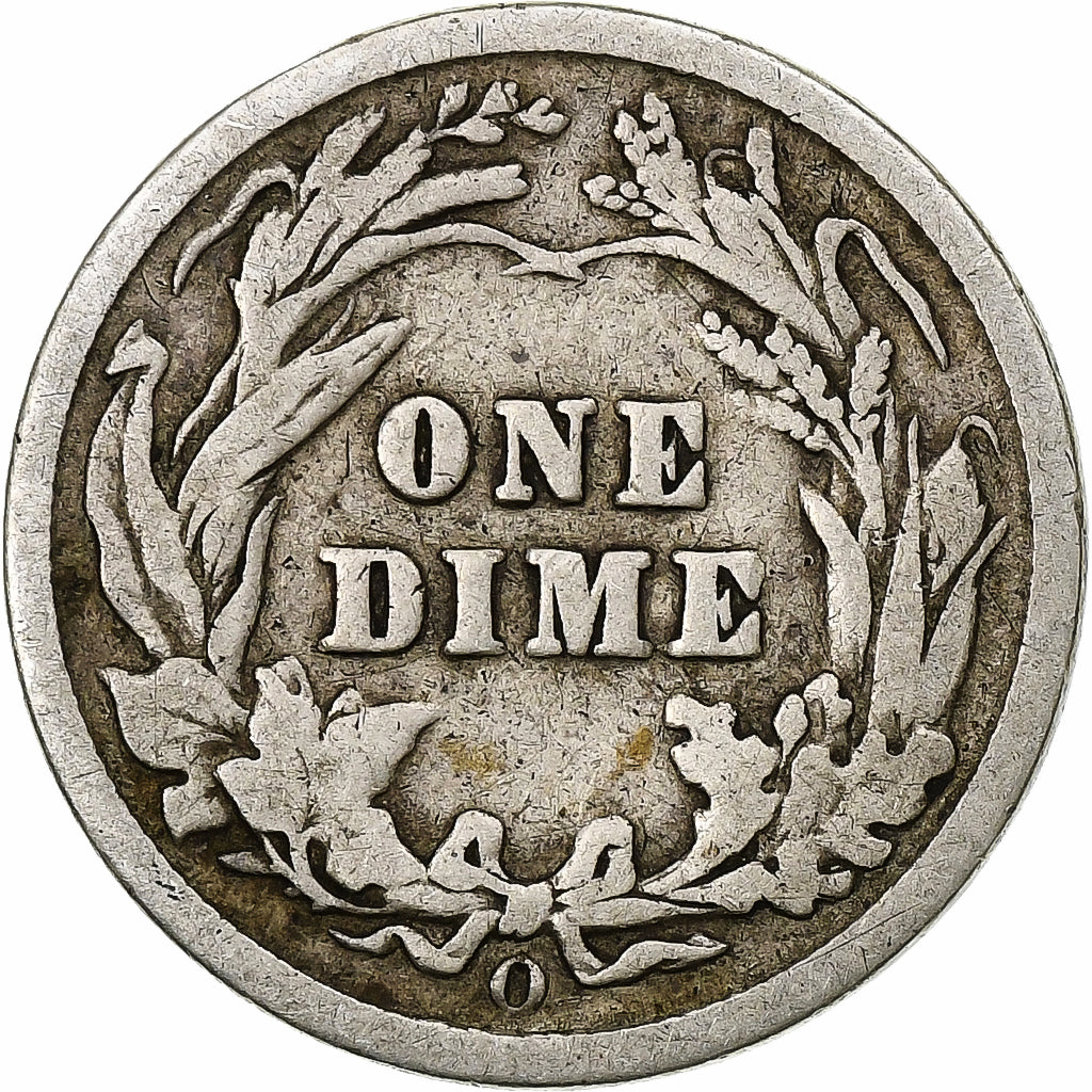 Stati Uniti, Dime, Barber, 1907, New Orleans, Argento, MB