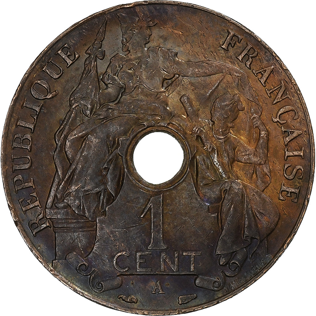 Indocina francese, 1 Centime, 1937, Paris, Bronzo, BB