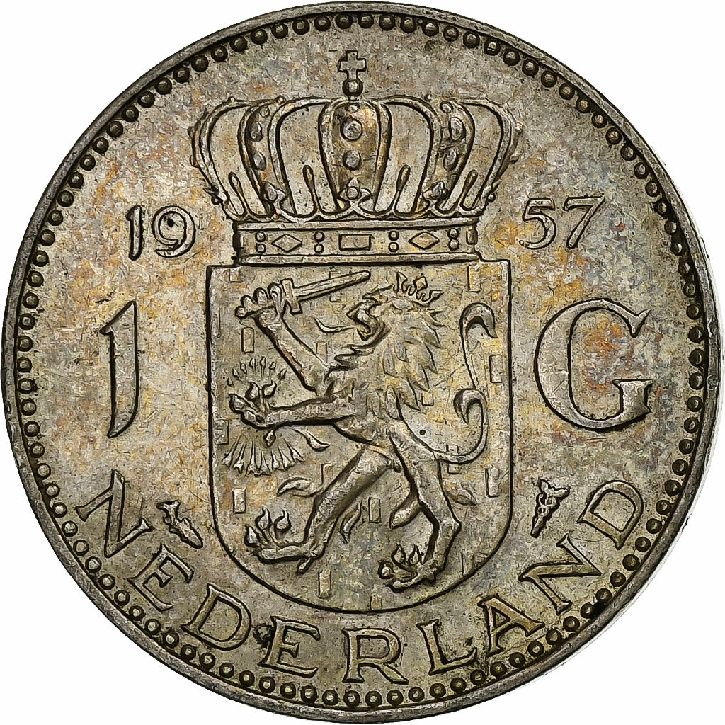Nederland, Juliana, Gulden, 1957, Utrecht, Zilver, ZF