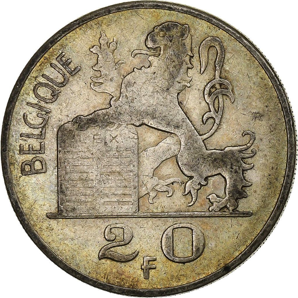 Bélgica, 20 Francs, 1950, Brussels, Plata, BC+