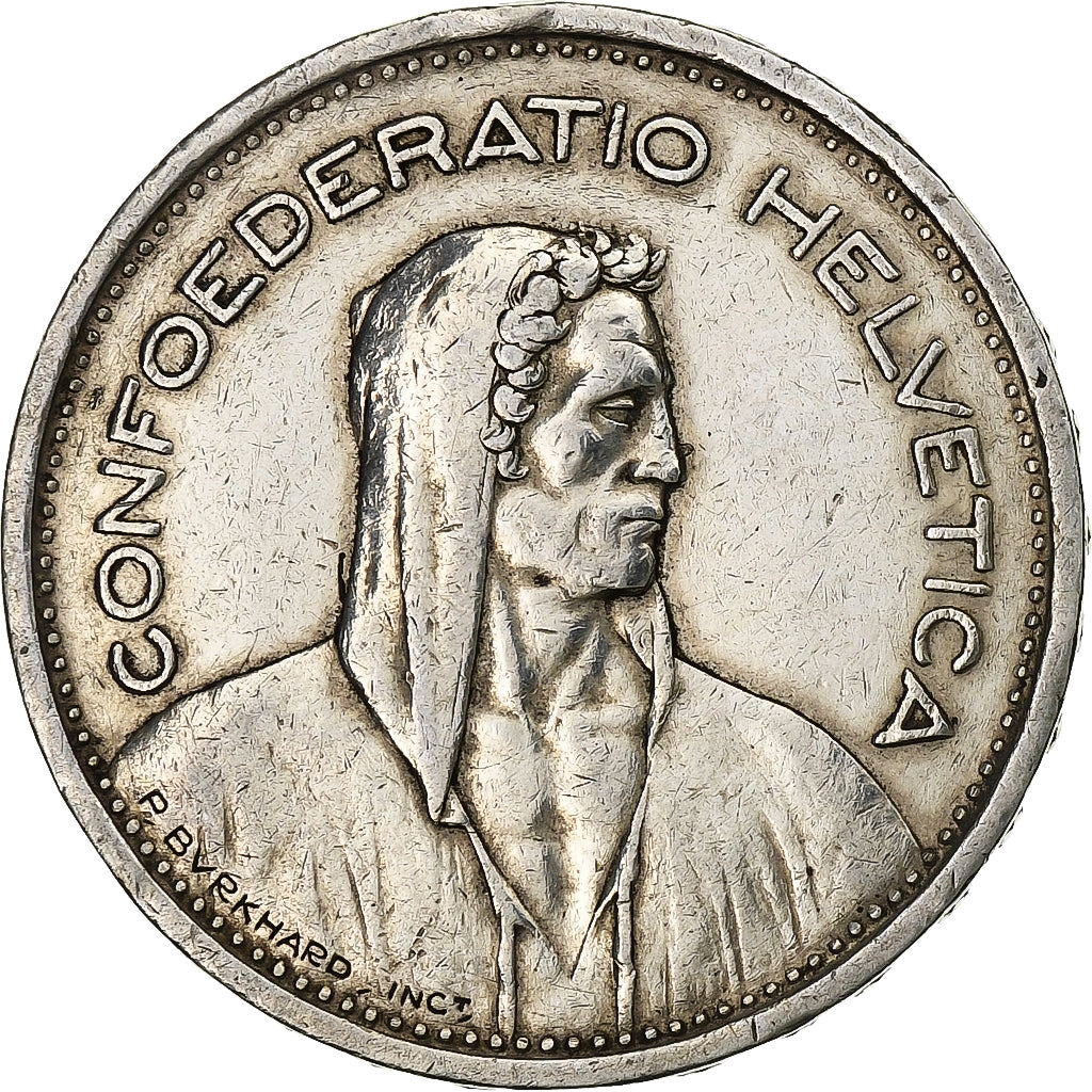 Suiza, 5 Francs, Herdsman, 1954, Bern, Plata, MBC