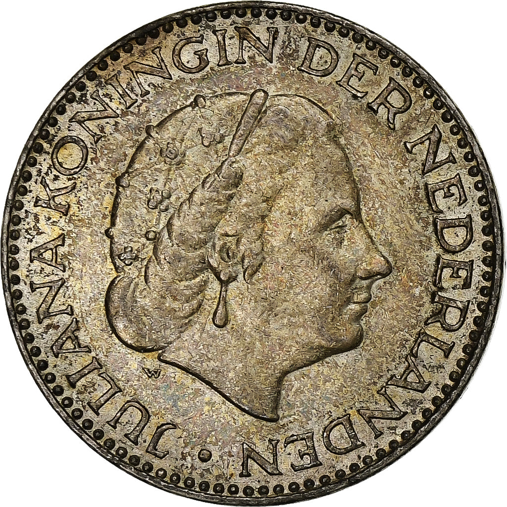 Netherlands, Juliana, Gulden, 1954, Utrecht, Silver, VF(30-35)