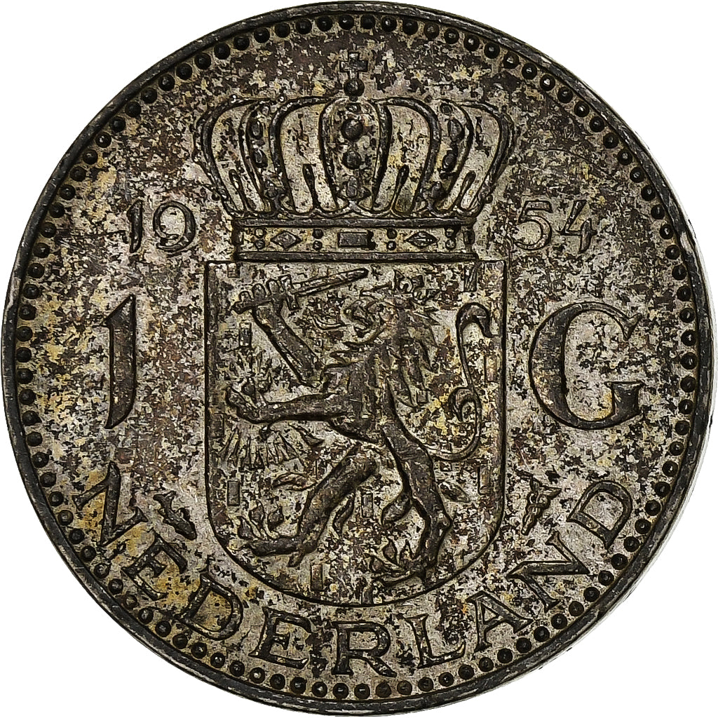 Netherlands, Juliana, Gulden, 1954, Utrecht, Silver, VF(30-35)