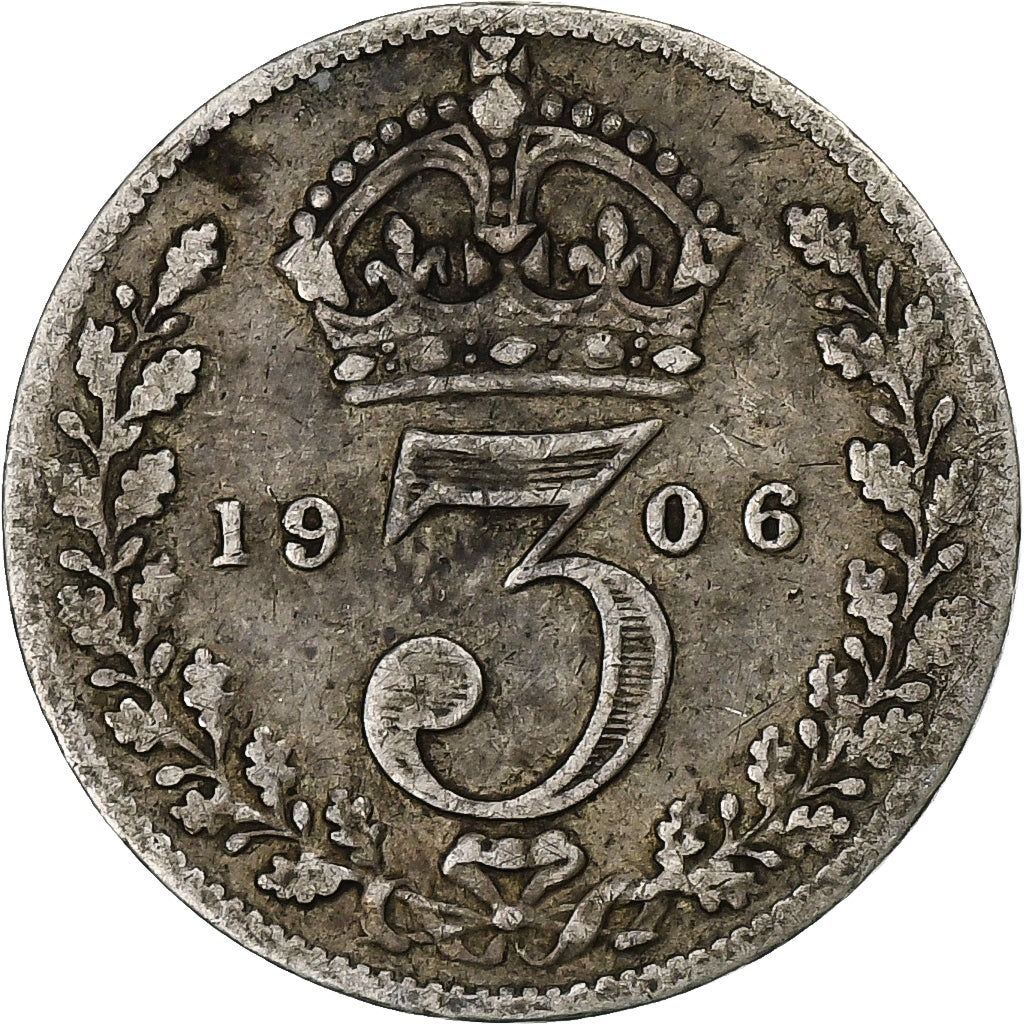 Gran Bretagna, Edward VII, 3 Pence, 1906, London, Argento, MB
