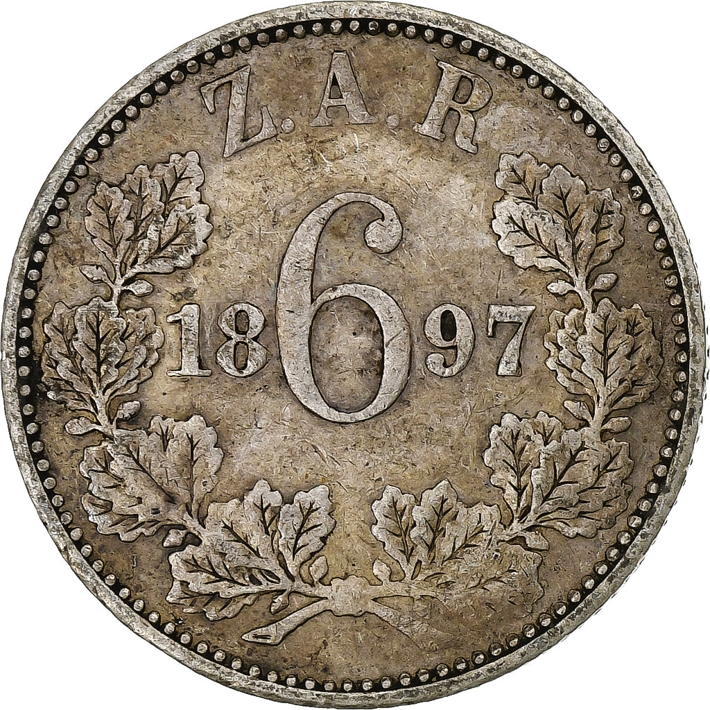 Sudafrica, Kruger, 6 Pence, 1897, Pretoria, Argento, BB