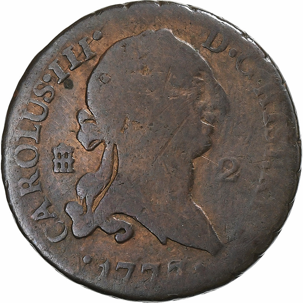 Spanje, Charles III, 2 Maravedis, 1777, Segovia, Koper, FR
