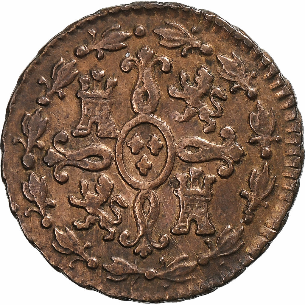 Spain, Ferdinand VII, 2 Maravedis, 1828, Segovia, Copper, VF(20-25)