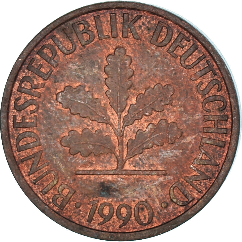 Monnaie, Allemagne, 2 Pfennig, 1990