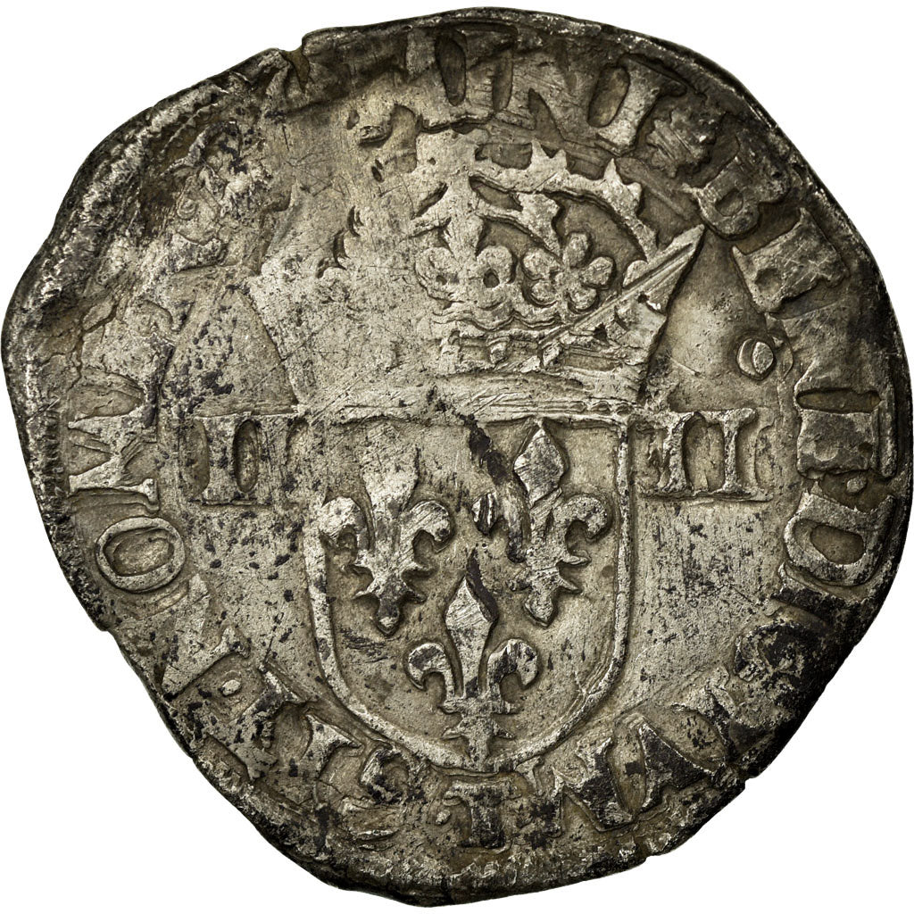 Coin, France, 1/4 Ecu, 1591, Nantes, VF(20-25), Silver, Sombart:4670