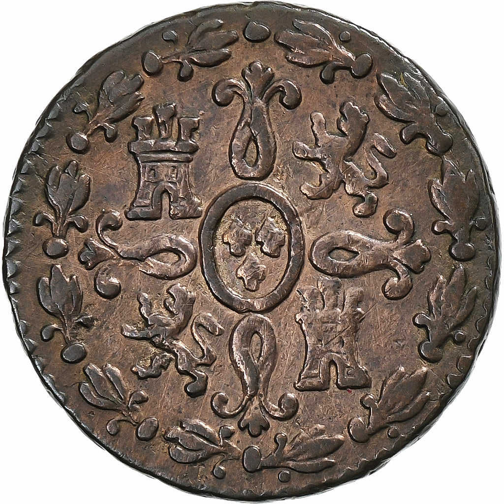 España, Ferdinand VII, 2 Maravedis, 1832, Segovia, Cobre, BC+