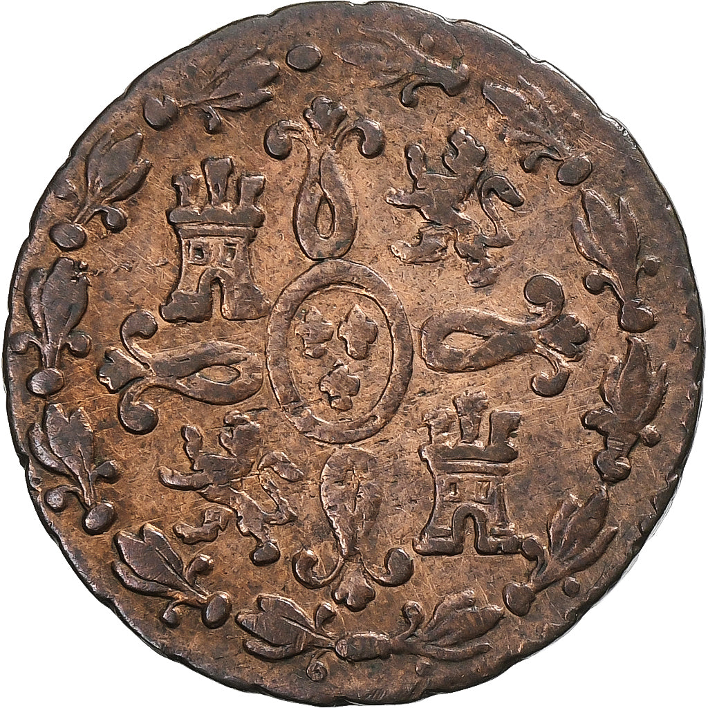 Spain, Ferdinand VII, 2 Maravedis, 1832, Segovia, Copper, VF(20-25)