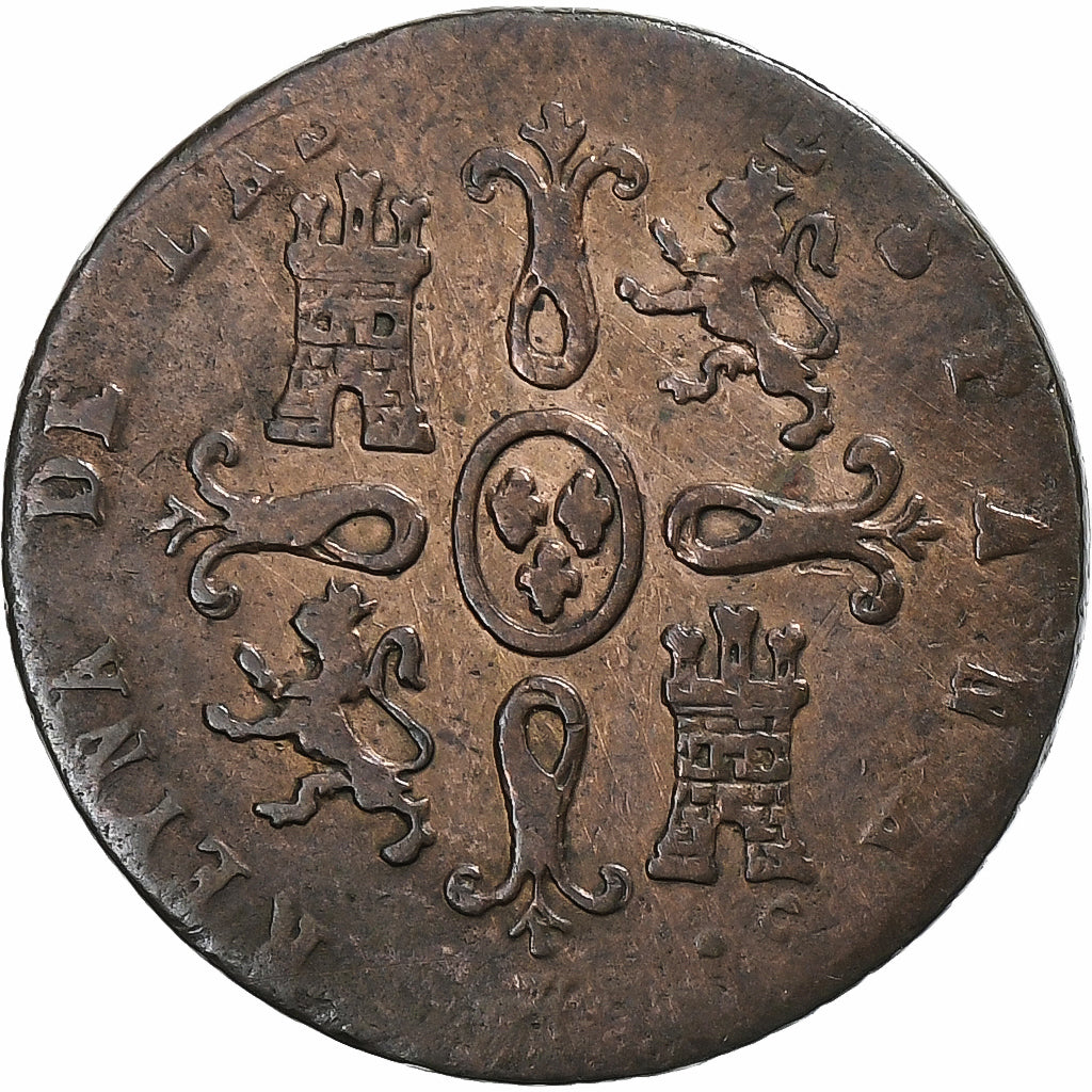 España, Isabel II, 2 Maravedis, 1846, Segovia, Cobre, BC+