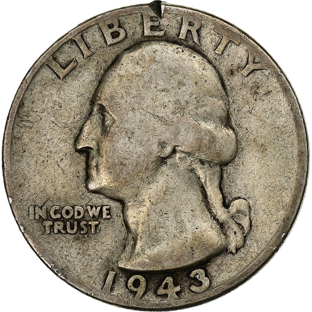 Estados Unidos, Washington Quarter, 1943, Philadelphia, Plata, BC+