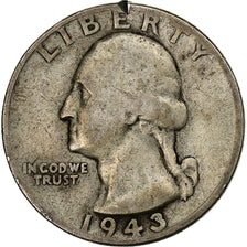 Stati Uniti, Washington Quarter, 1943, Philadelphia, Argento, MB+