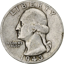 United States, Washington Quarter, 1943, Philadelphia, Silver, VF(30-35)