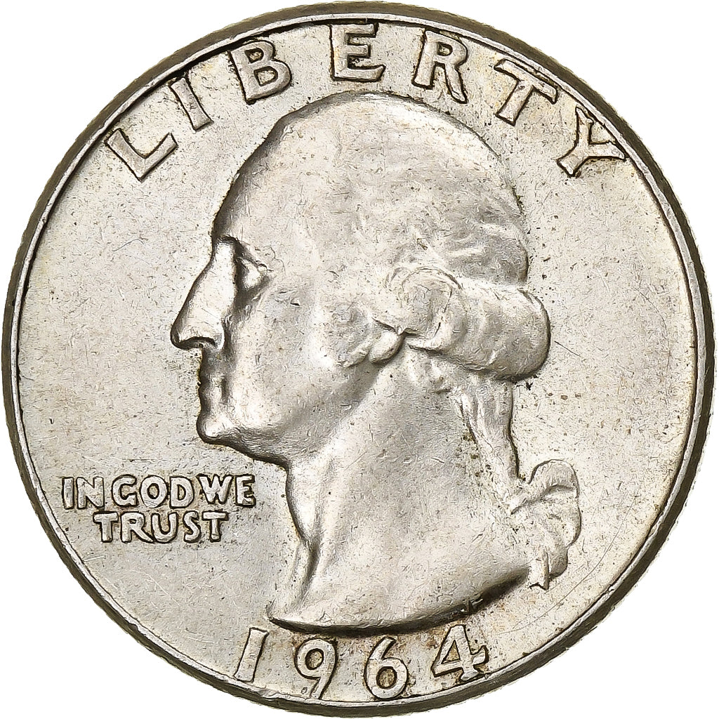 Stati Uniti, Washington Quarter, 1964, Philadelphia, Argento, BB+