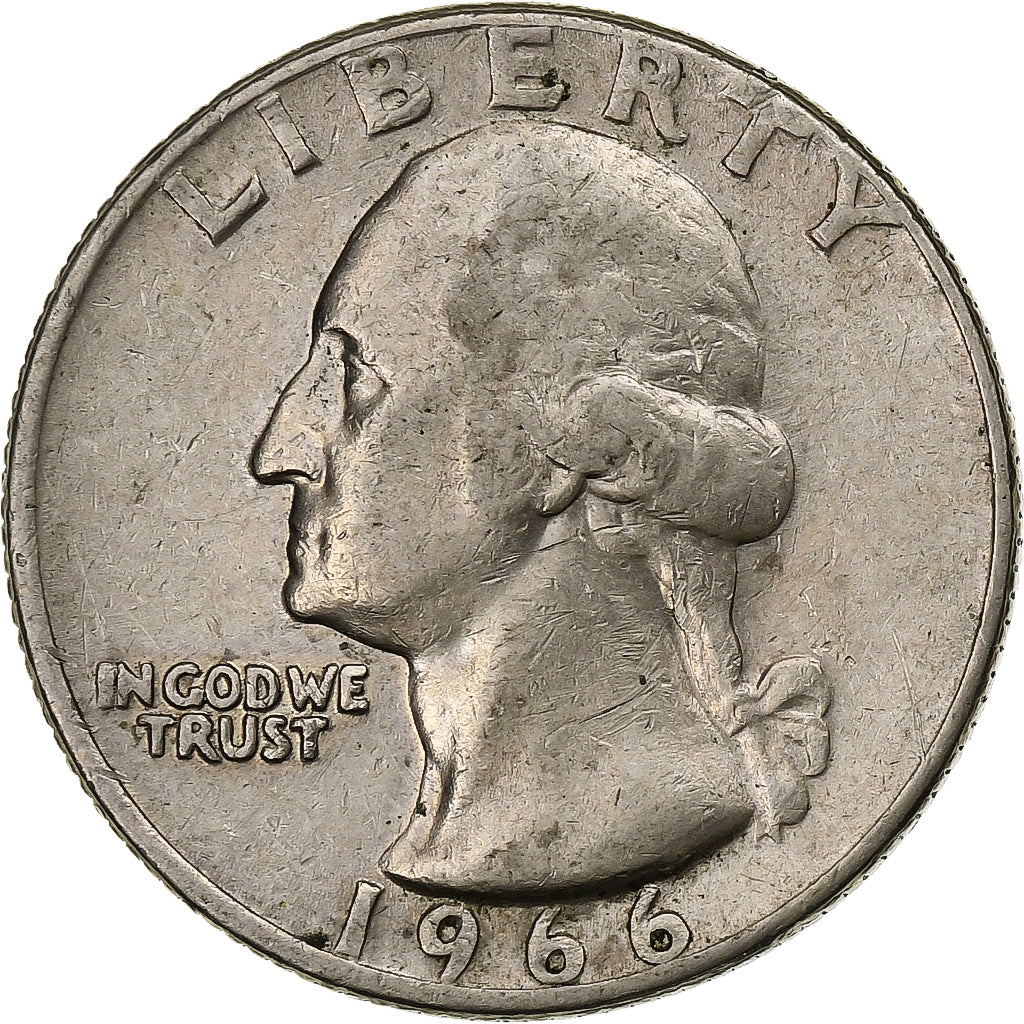 Estados Unidos, Washington Quarter, 1966, Philadelphia, Cobre - níquel