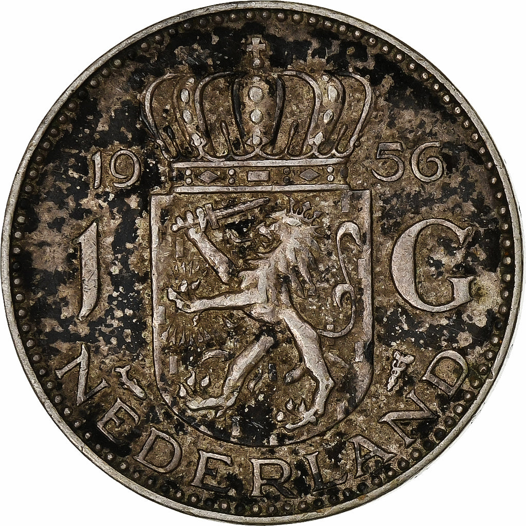 Netherlands, Juliana, Gulden, 1956, Utrecht, Silver, VF(30-35)