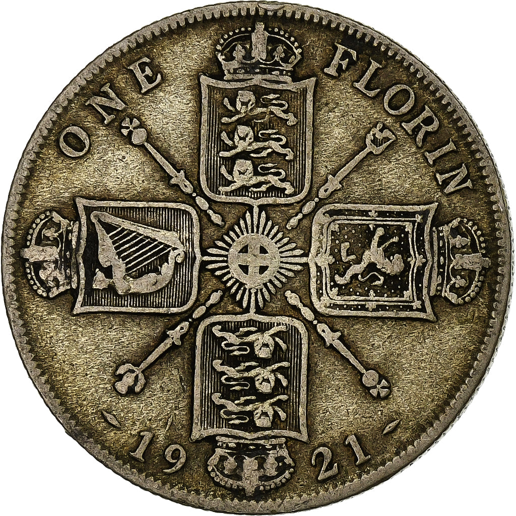 Gran Bretagna, George V, Florin, 1921, London, Argento, MB