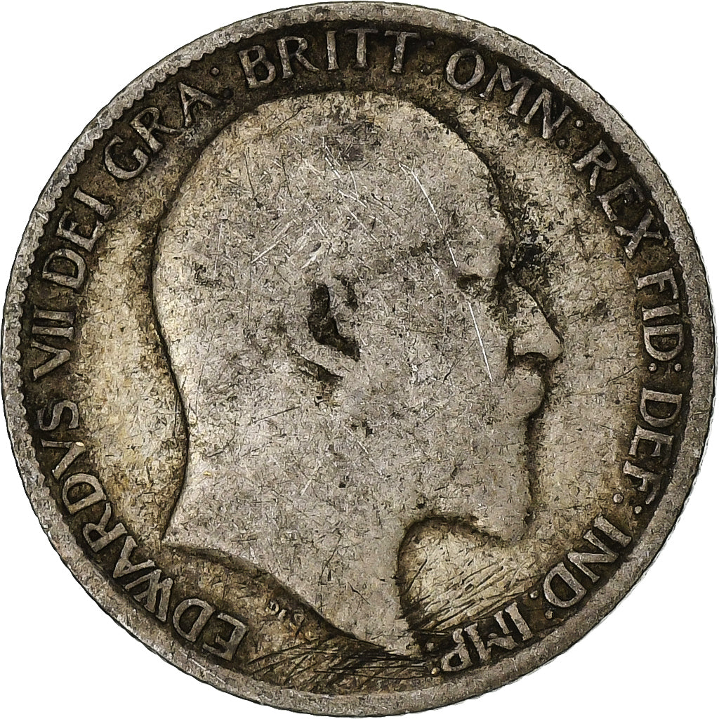 Grande-Bretagne, Edward VII, 6 Pence, 1906, Londres, Argent, TB