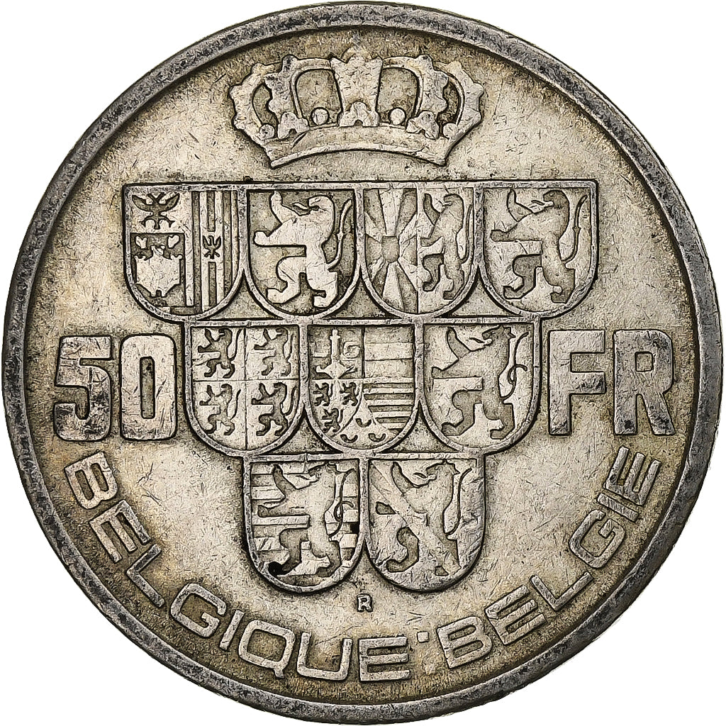 Belgien, Leopold III, 50 Francs, 1939, Brussels, Silber, S+