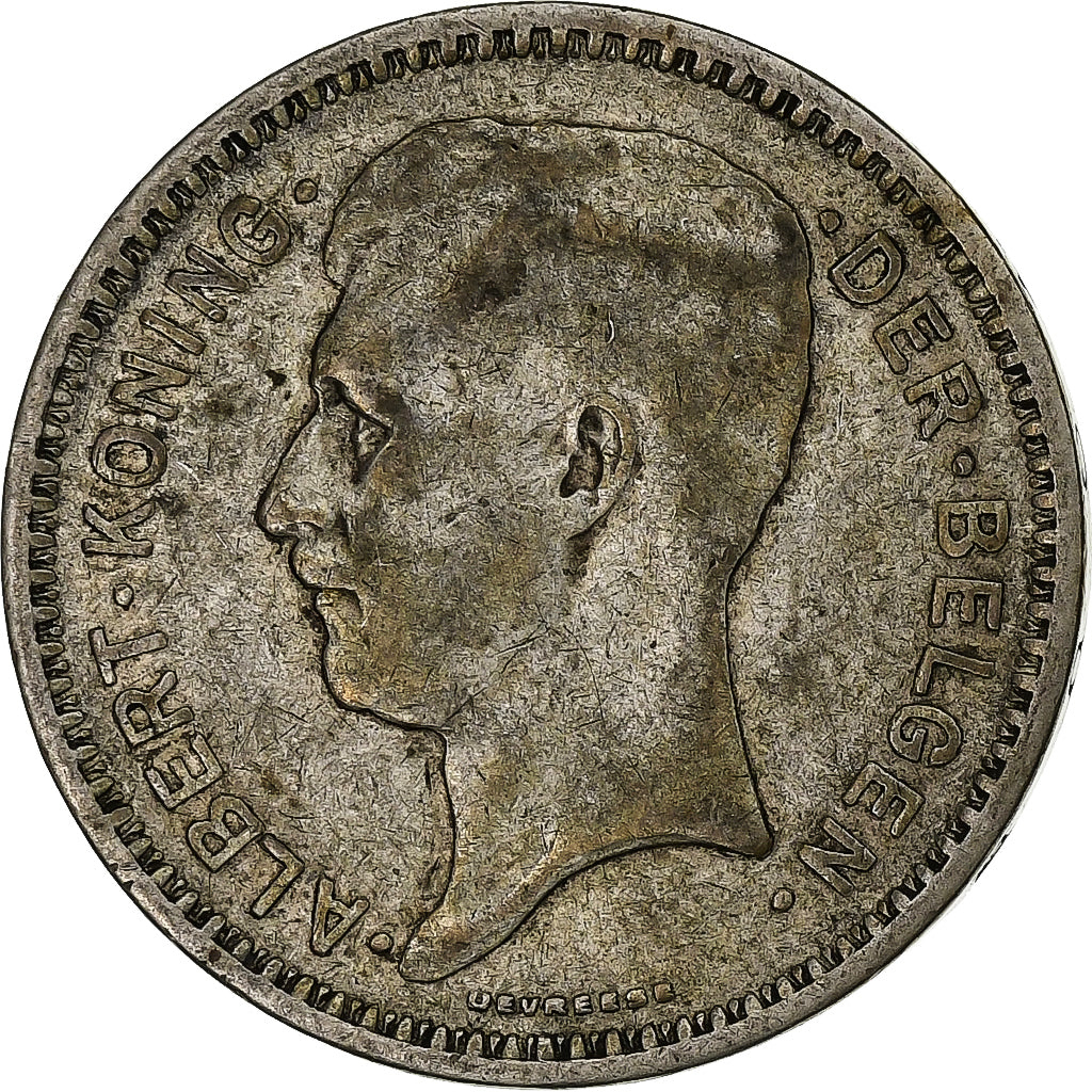 Bélgica, Albert I, 20 Francs, 1934, Brussels, Prata, VF(20-25)