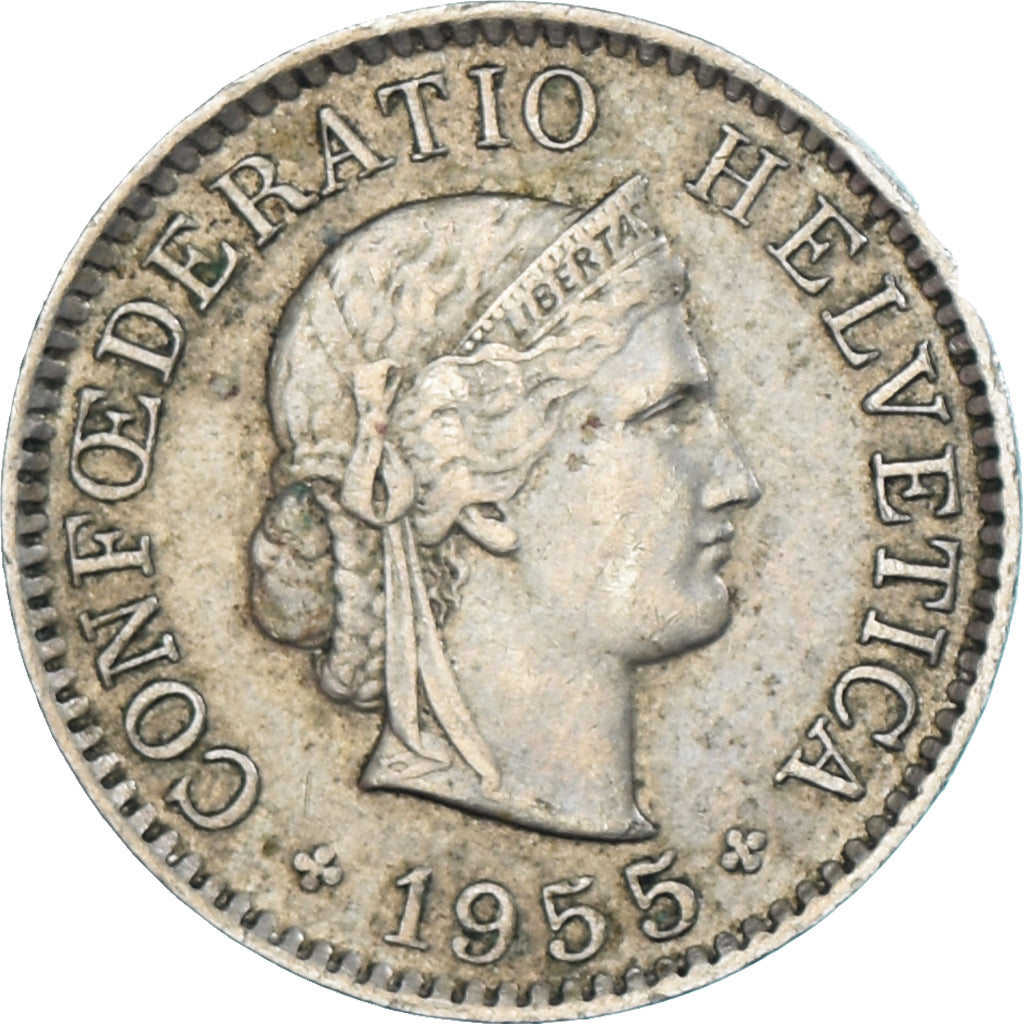 Sweden, 5 Rappen, 1955, Copper-nickel, EF(40-45)