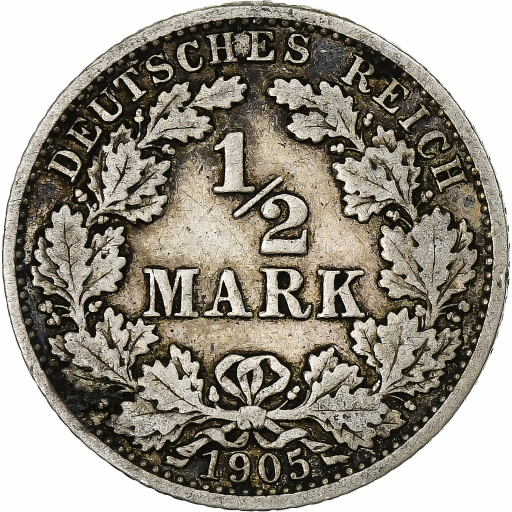 Germany, Wilhelm II, 1/2 Mark, 1905, Berlin, Silver, VF(30-35)
