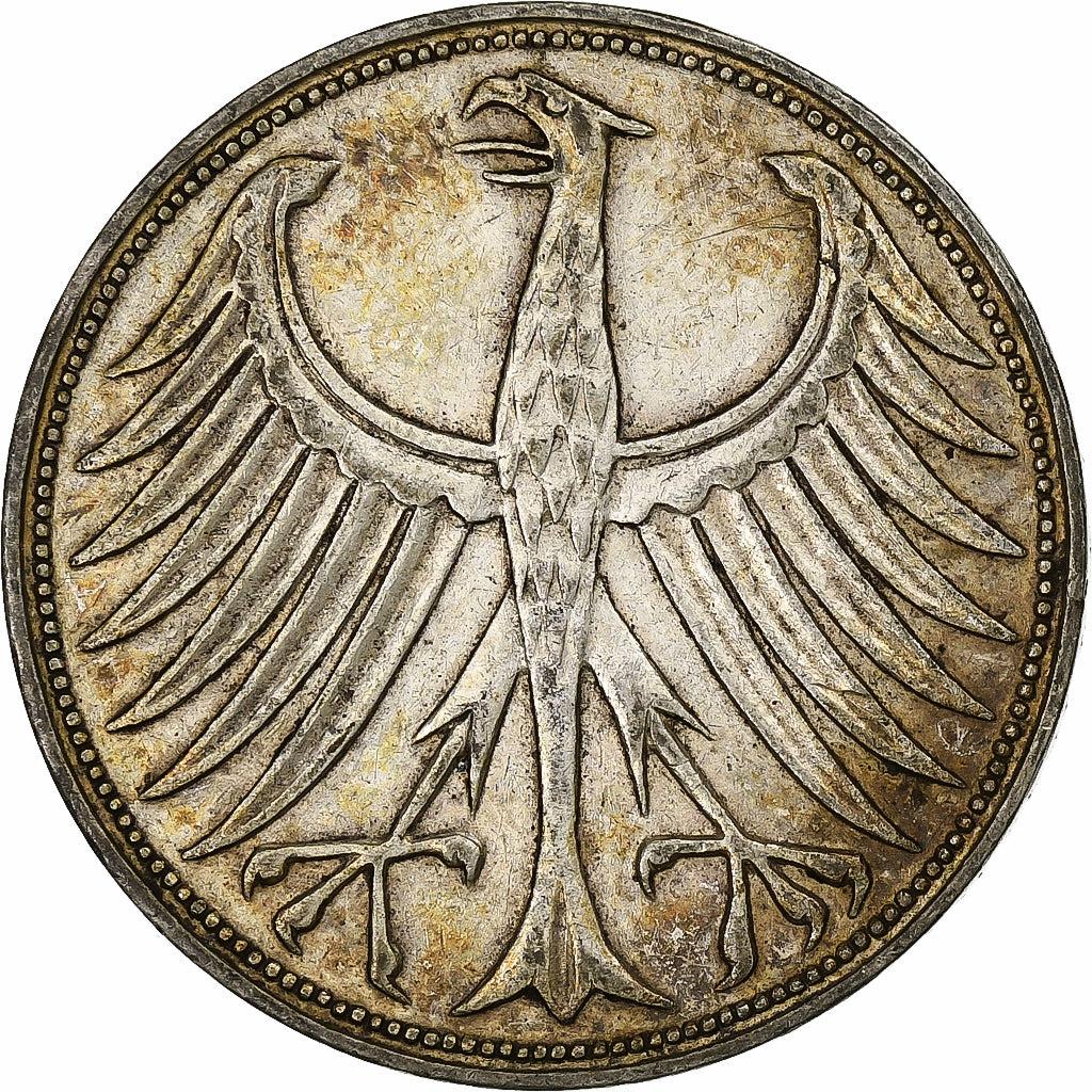 Federal Republic of Germany, 5 Mark, 1951, Stuttgart, Silver, EF(40-45)