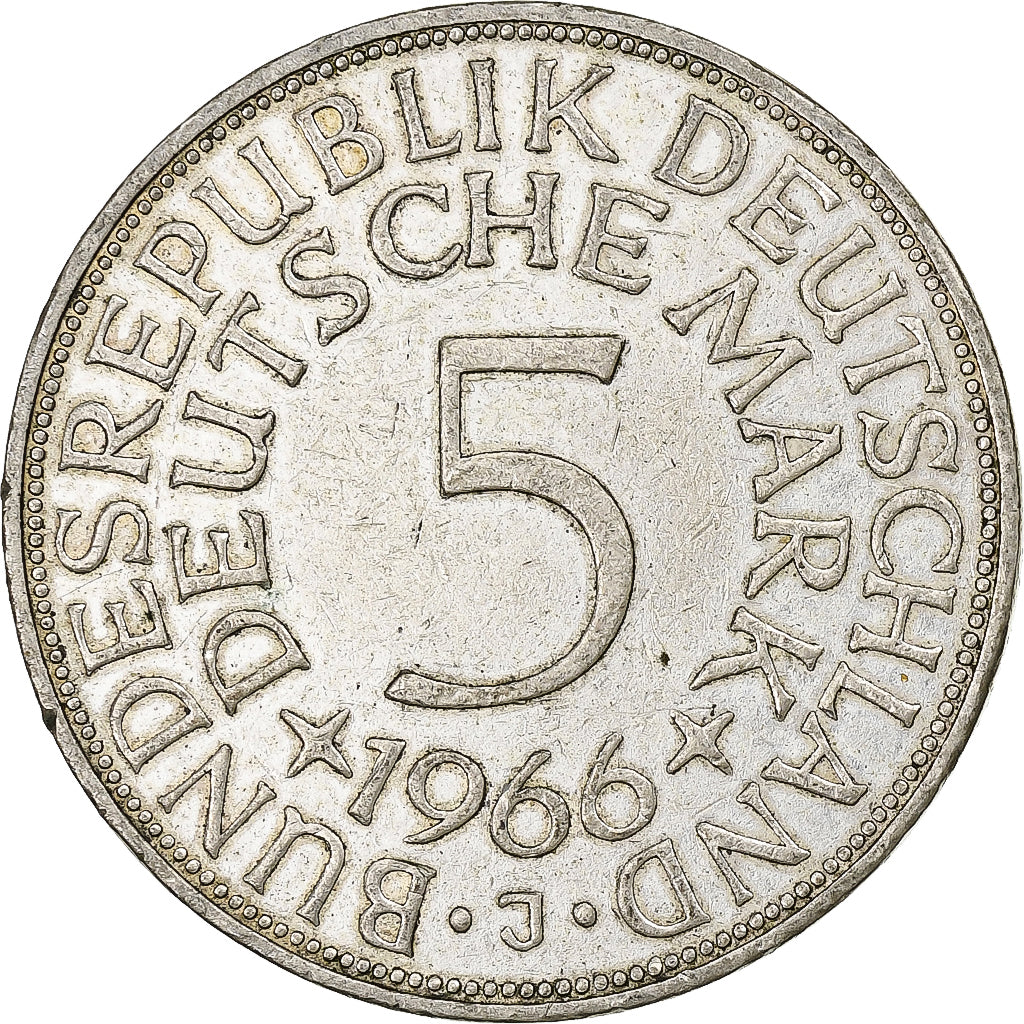 Federal Republic of Germany, 5 Mark, 1966, Hamburg, Silver, AU(50-53)