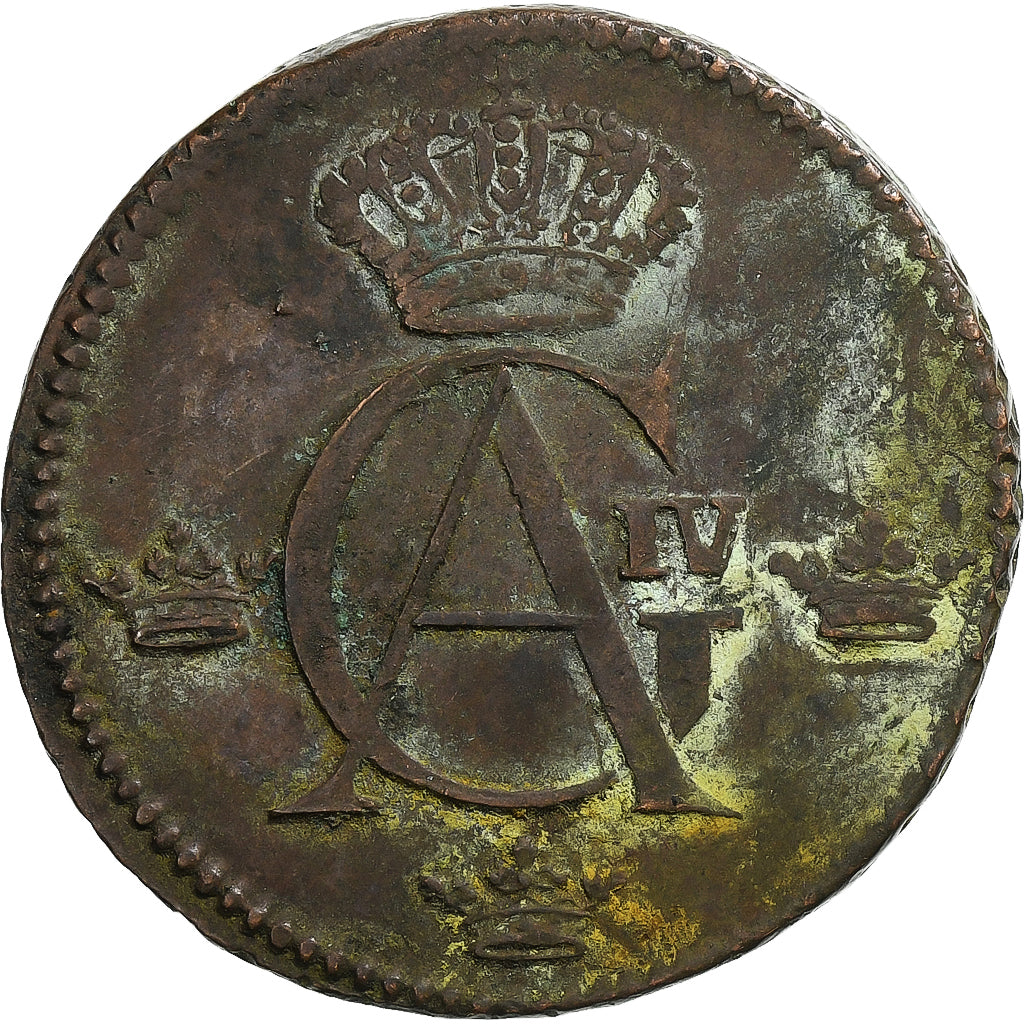 Suécia, Gustaf IV Adolf, 1/2 Skilling, 1807, Stockholm, Cobre, VF(20-25)