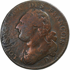 Francja, Louis XVI, 12 deniers françois, 1792 / AN 4, Lyon, Miedź, VF(20-25)