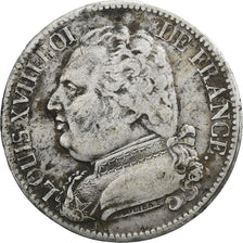 France, Louis XVIII, 5 Francs, 1814, Perpignan, Silver, VF(30-35)