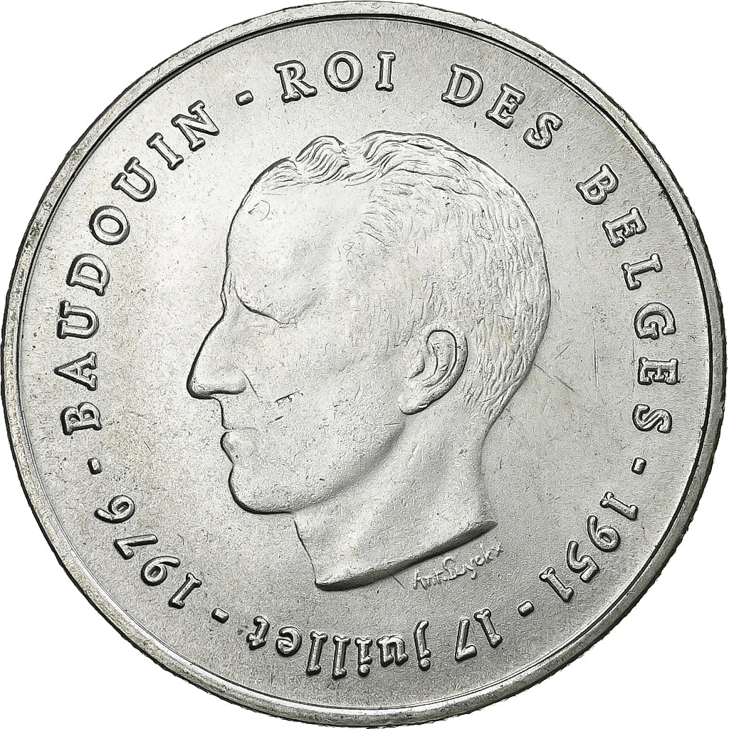 België, Baudouin I, 250 Francs, 1976, Brussels, Zilver, PR+
